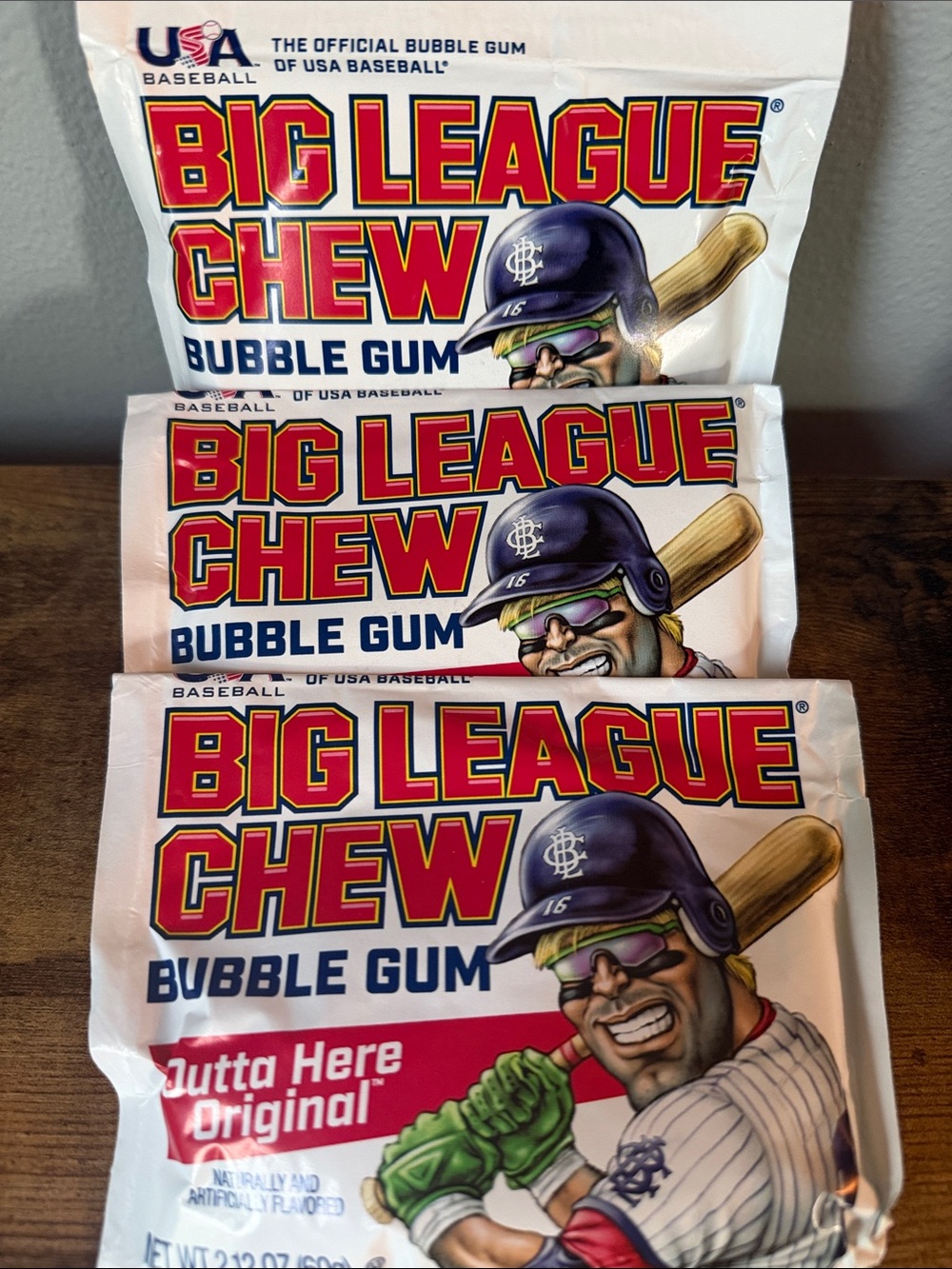 3 Pack Big League Chew Bubble Gum - Original Flavor